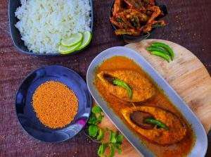 Hilsa with Lemon Leaf and Mustard