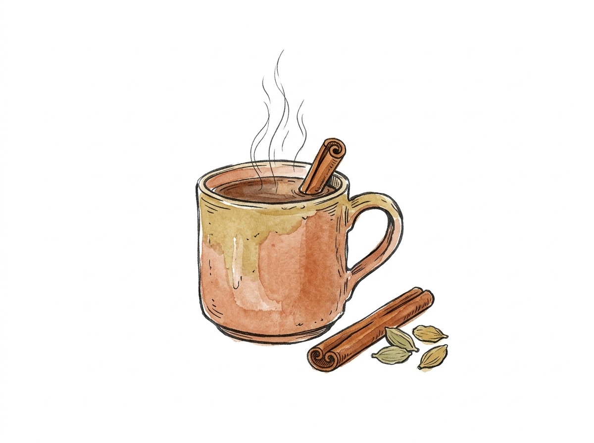 Hot drinks — hand-drawn cooking illustration