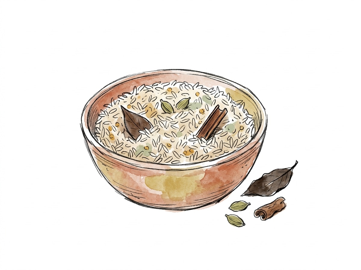 Rice & grains — hand-drawn cooking illustration