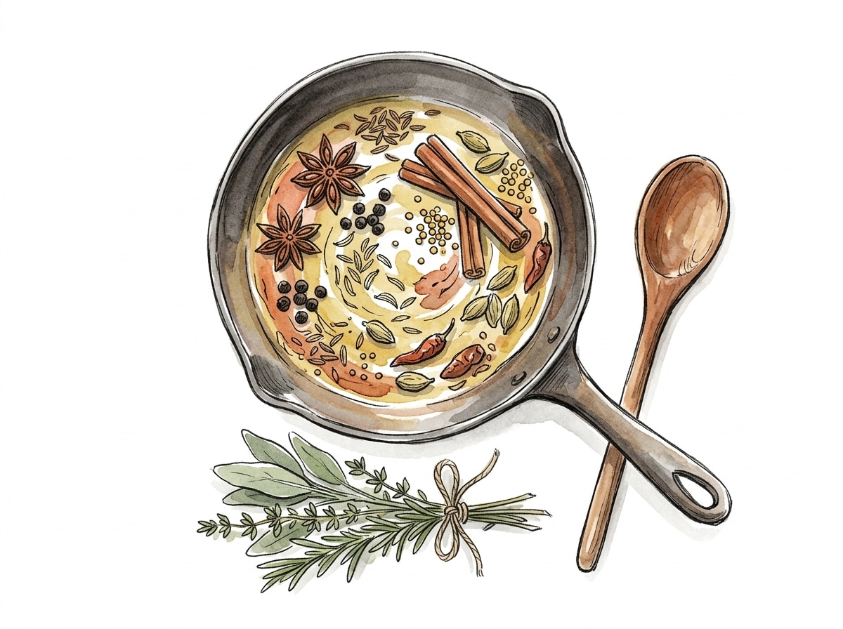 Bouquet garni — hand-drawn cooking illustration