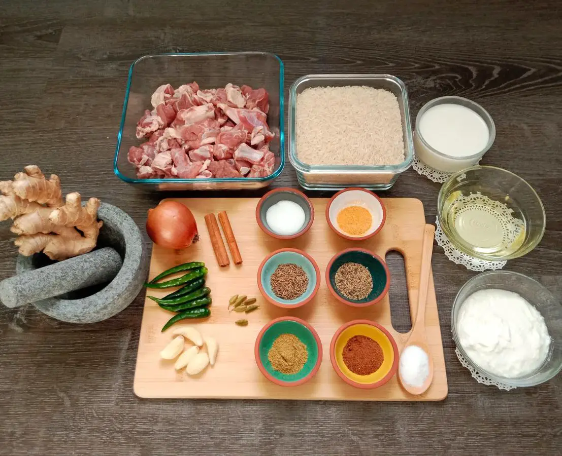 Mutton Tehari Ingredients