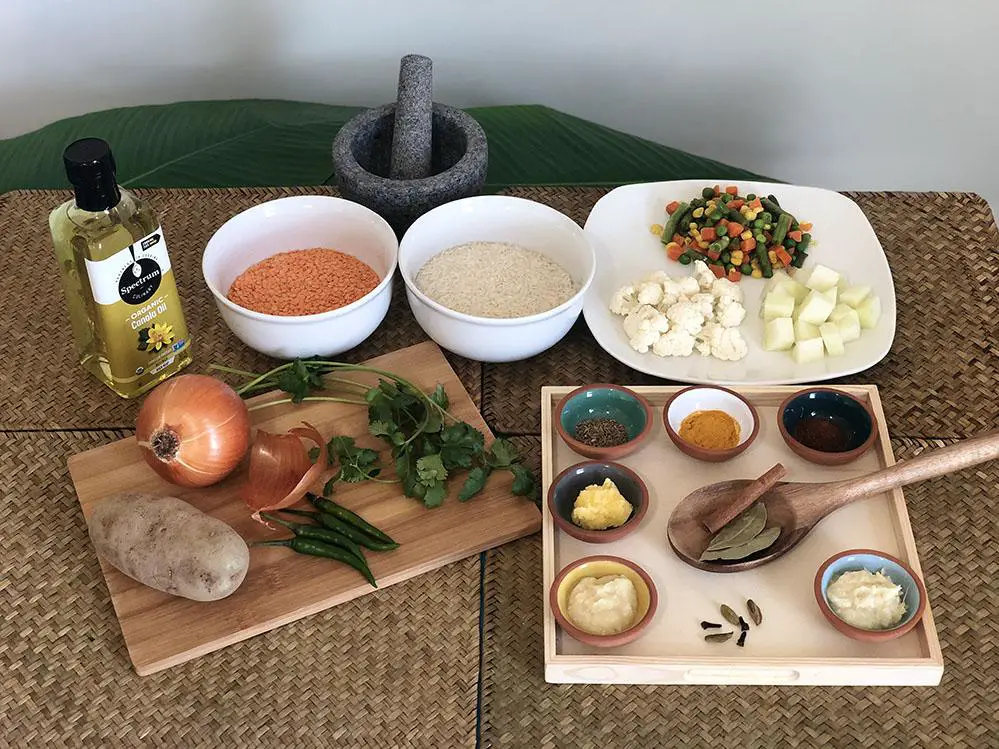 Vegetable Khichuri ingredients