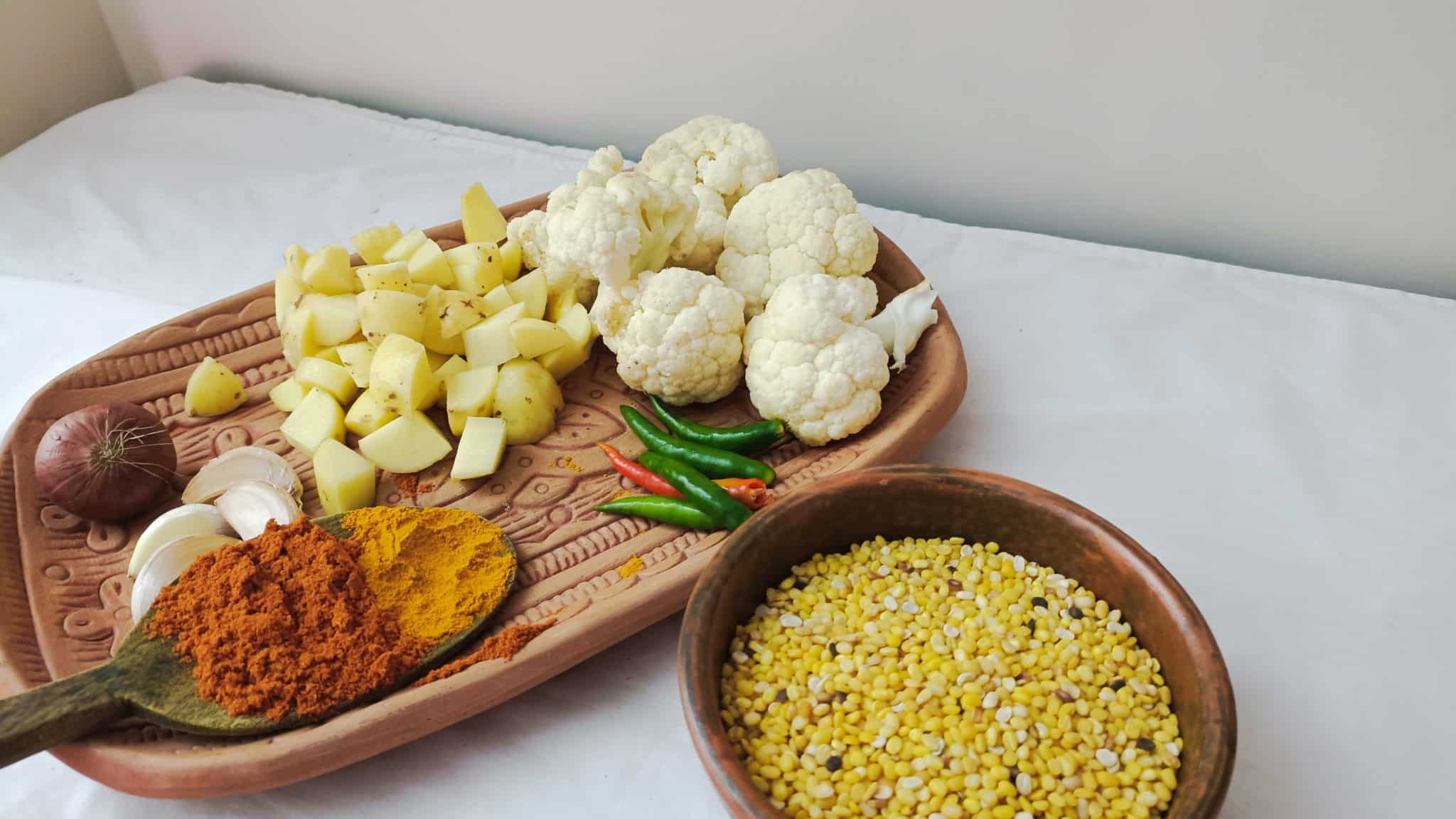 Cauliflower Moong Lentil Curry ingredients