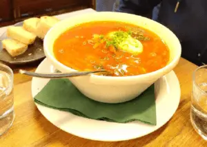 Salmon soup from Kauppahalli, Helsinki 