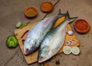 Two hilsa fish ready for cut