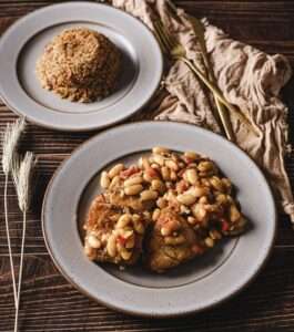 Fish Steak with beans