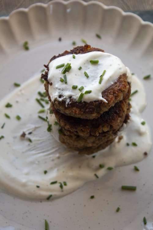 Lentil Fritters with Yoghurt Sauce